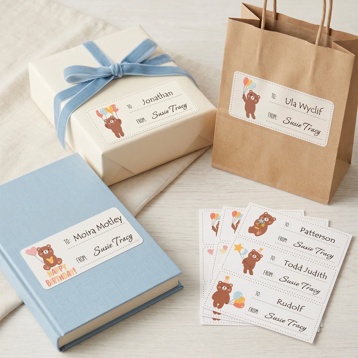 Personalized Birthday Gift Tags - Teddy Bear