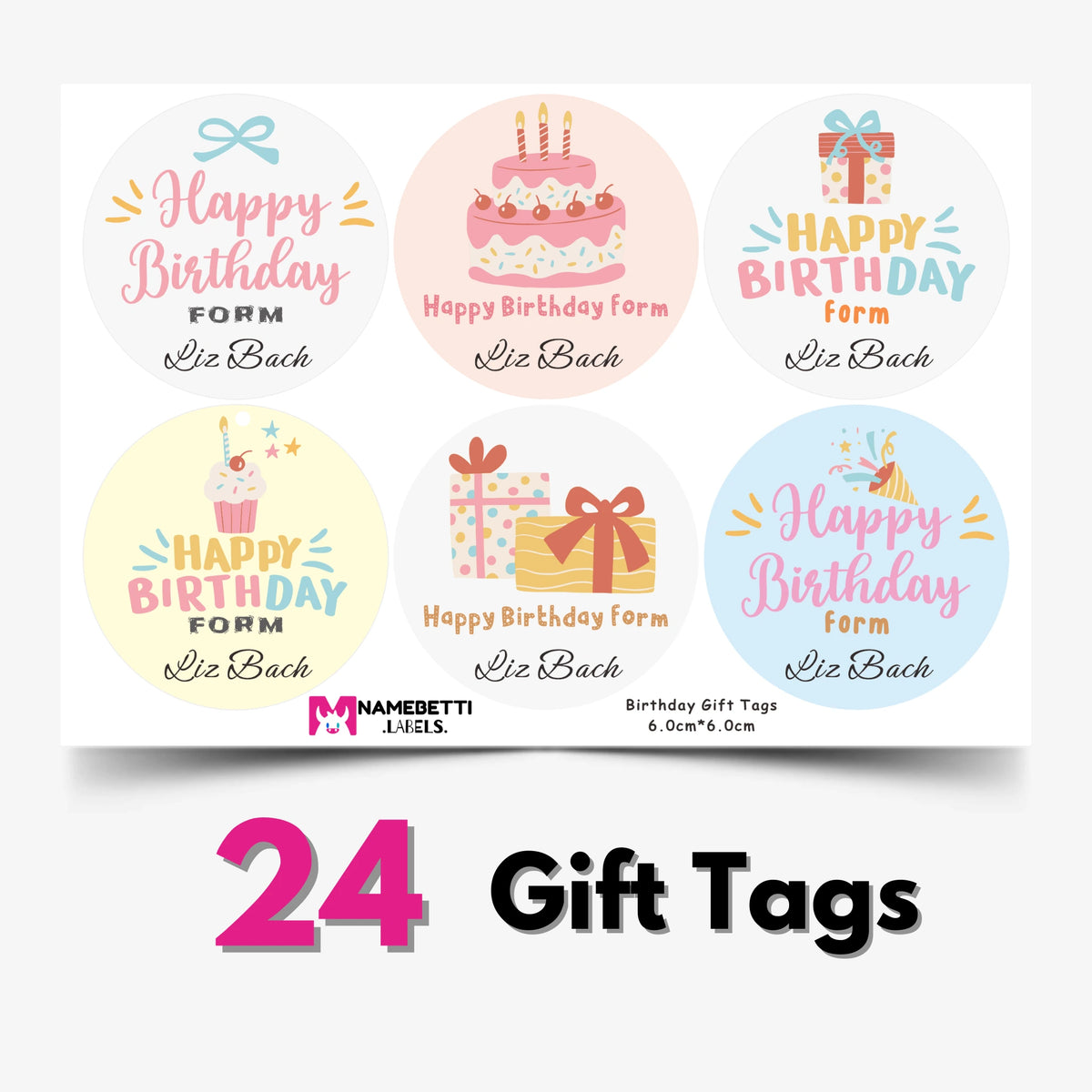 Personalized Birthday Gift Labels - Birthday Candle