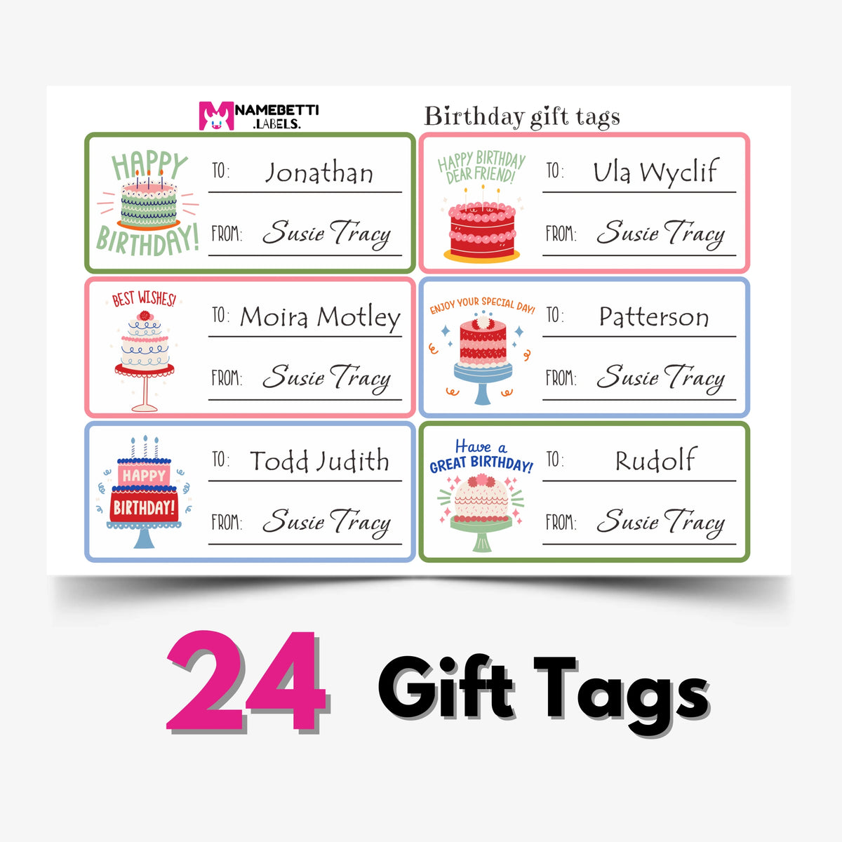 Personalized Birthday Gift Tags - Birthday Cake