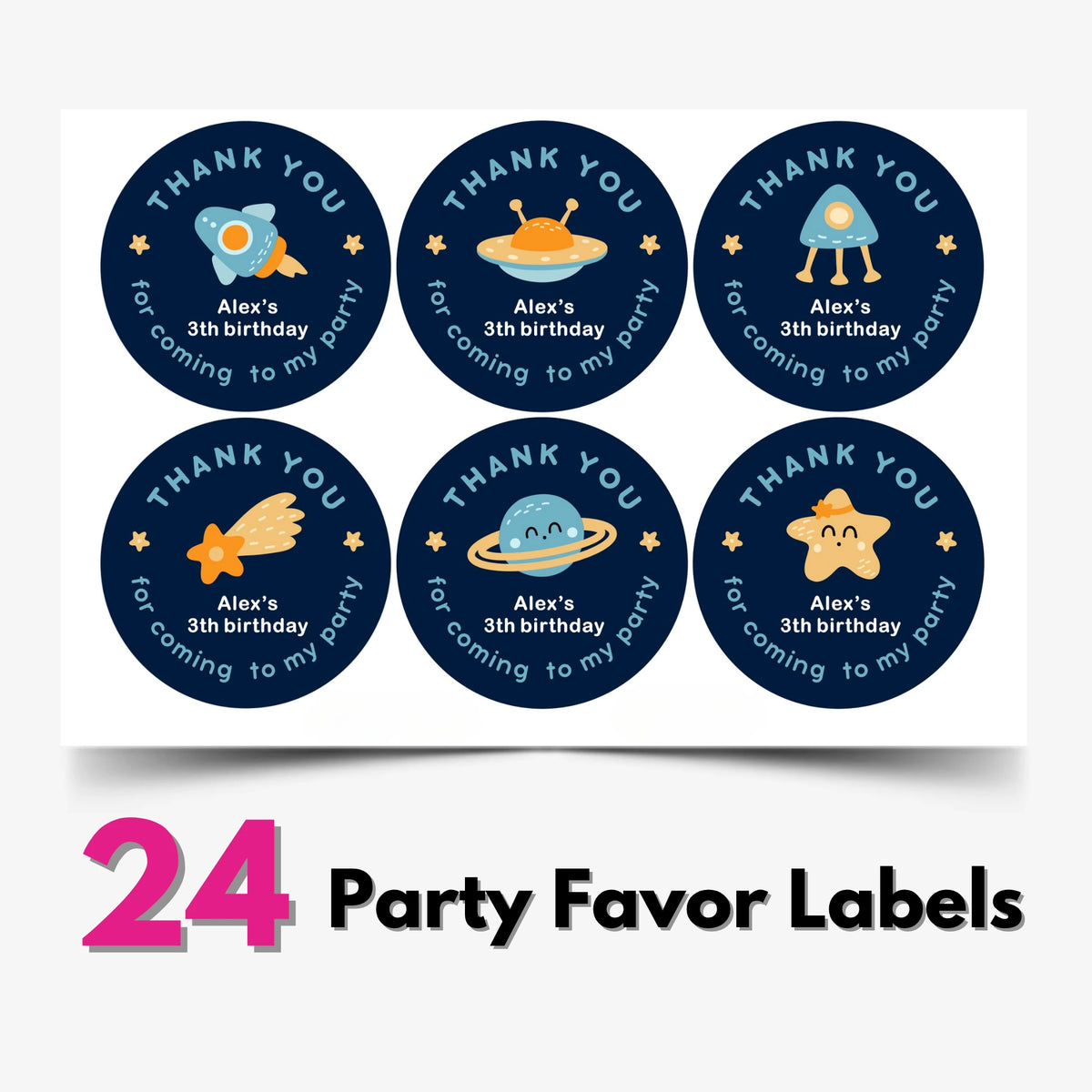 Birthday Party Favor Labels - Cosmic Adventure