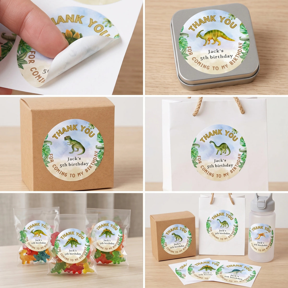 Birthday Party Favor Labels - Dino Friends