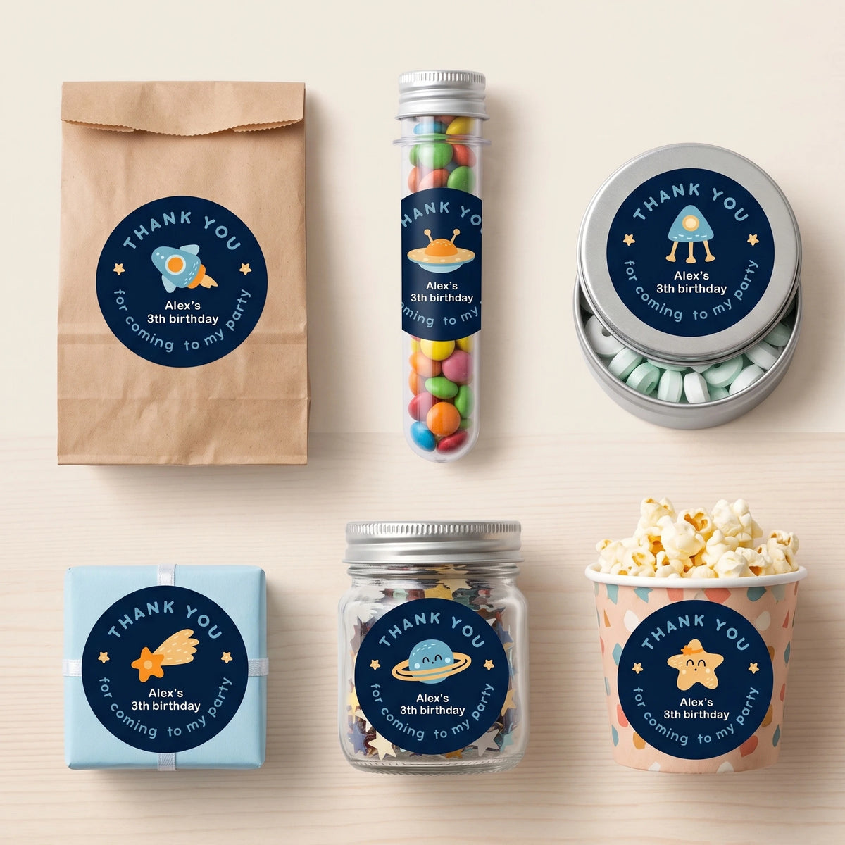 Birthday Party Favor Labels - Cosmic Adventure