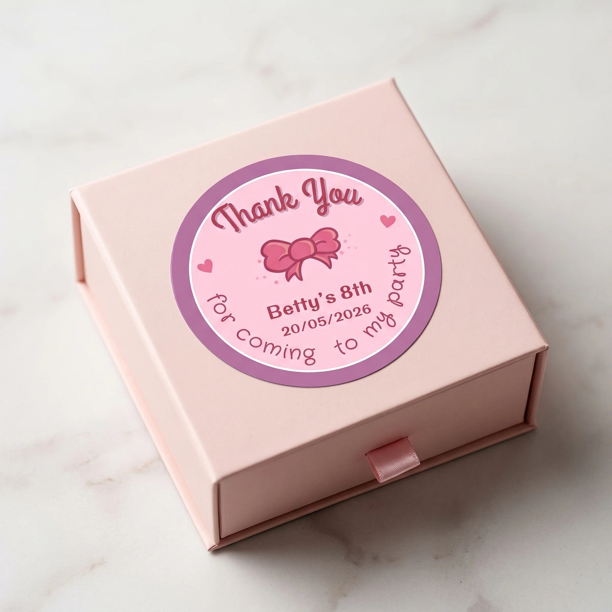 Birthday Party Favor Labels - Pretty Pink Bows