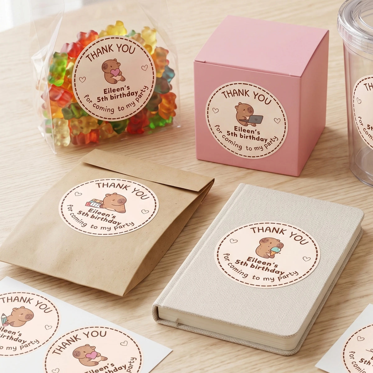 Birthday Party Favor Labels - Happy Capybara