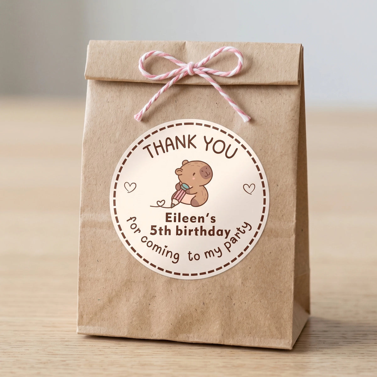 Birthday Party Favor Labels - Happy Capybara
