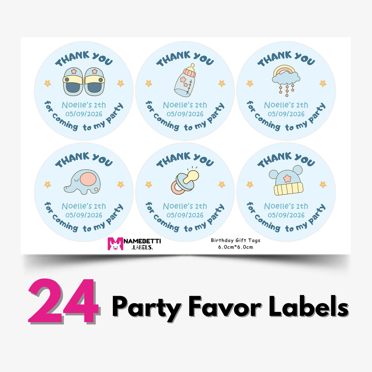 Birthday Party Favor Labels - Baby Essentials