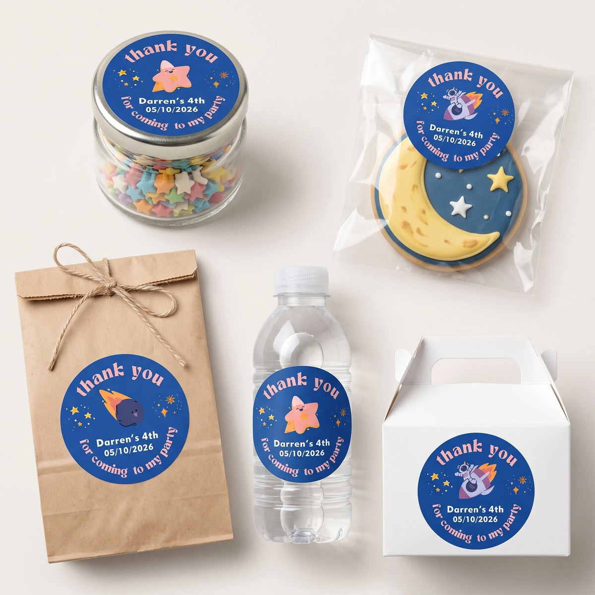 Birthday Party Favor Labels - Blue Space Explorer