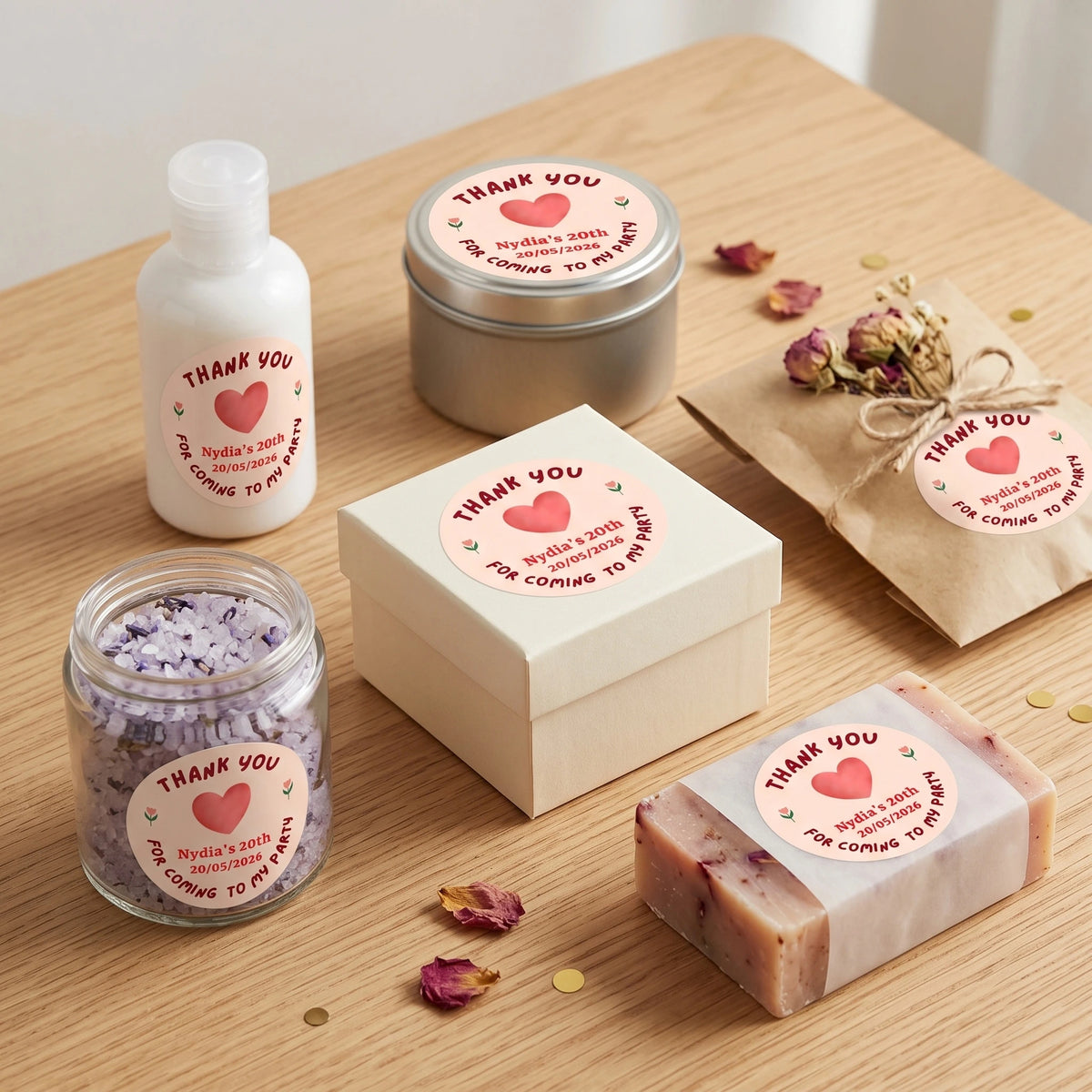 Birthday Party Favor Labels - Sweet Hearts