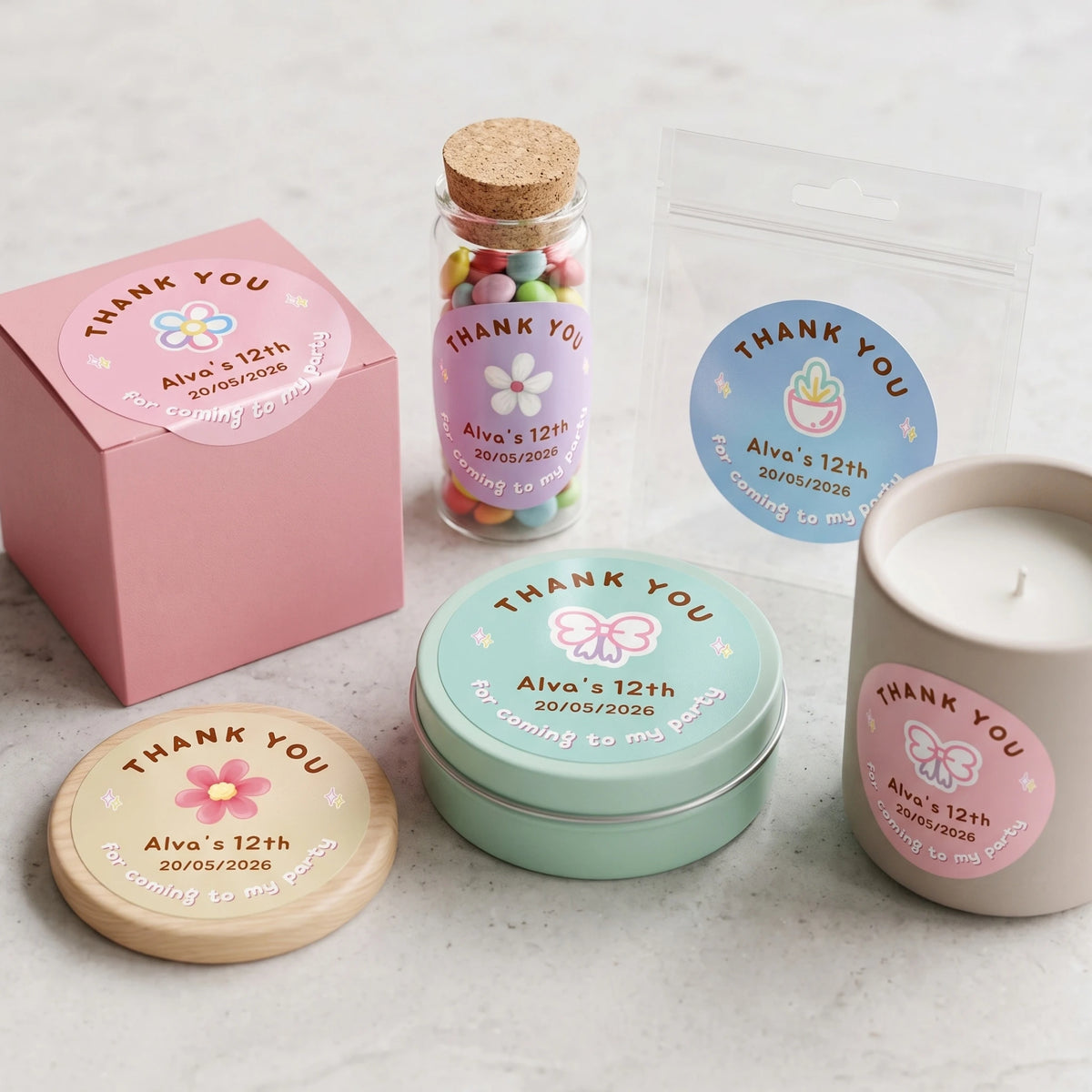 Birthday Party Favor Labels - Happy Garden