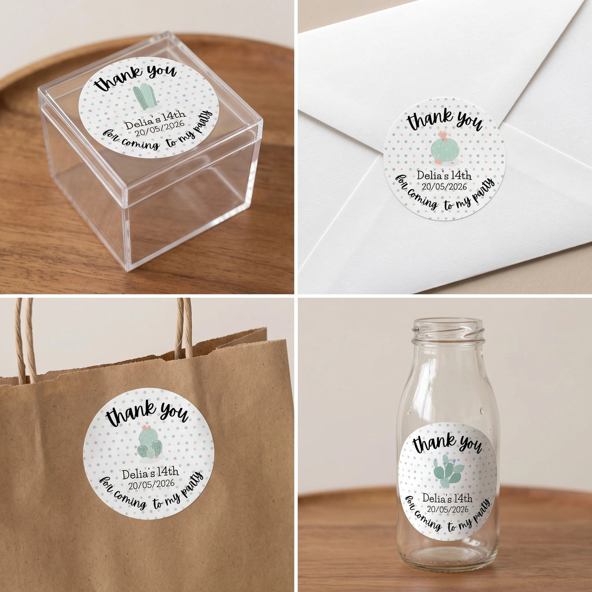 Birthday Party Favor Labels - Cactus Garden