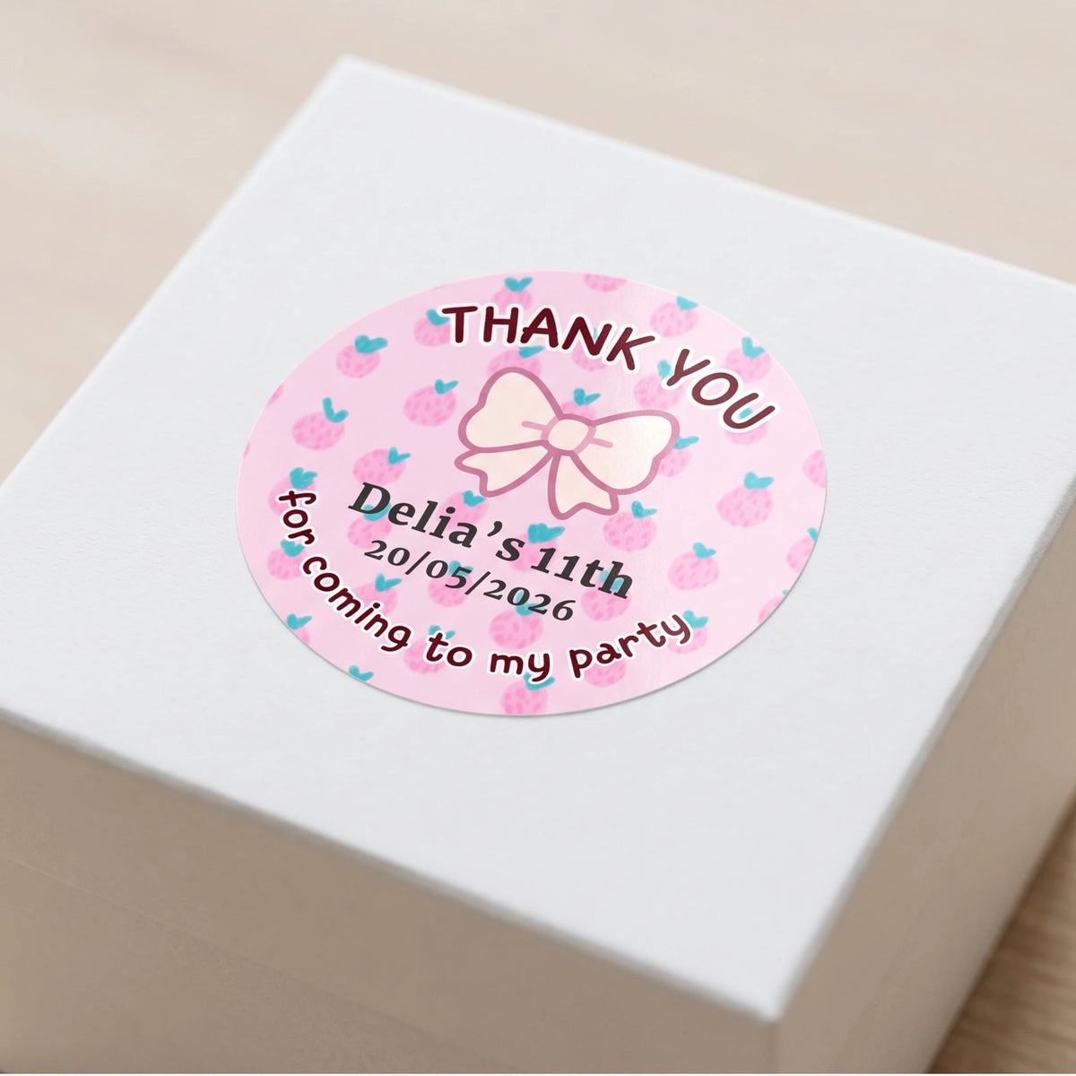 Birthday Party Favor Labels - Pretty Pink & Red