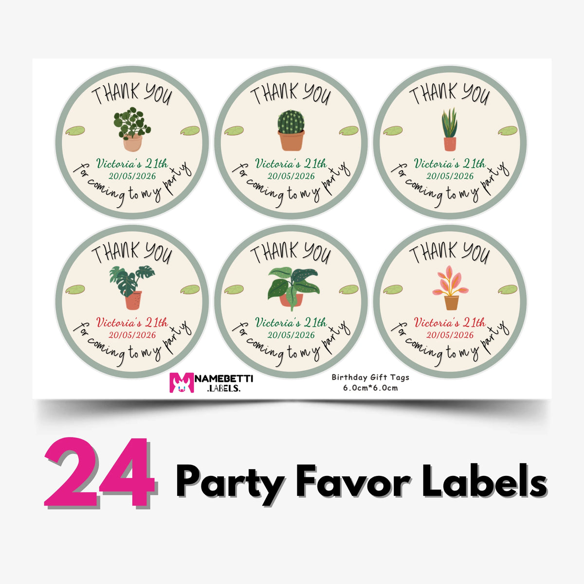Birthday Party Favor Labels - Little Greenery
