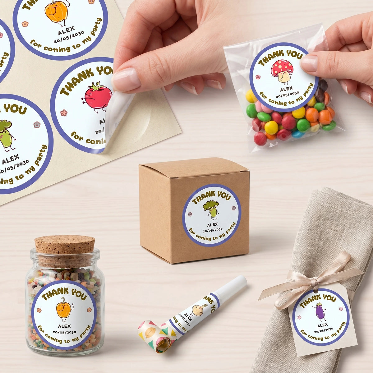 Birthday Party Favor Labels - Veggie Garden