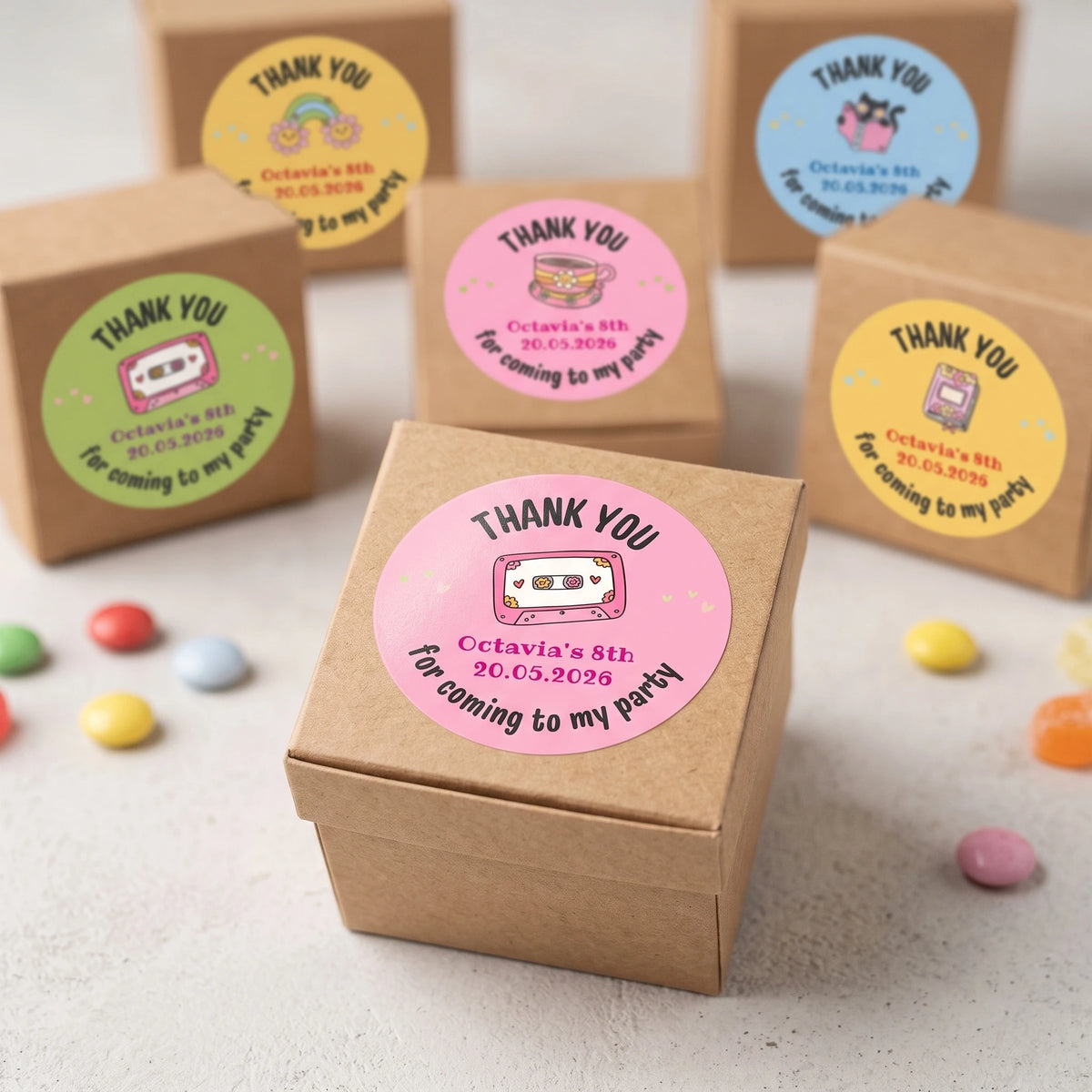 Birthday Party Favor Labels - Colorful Celebration