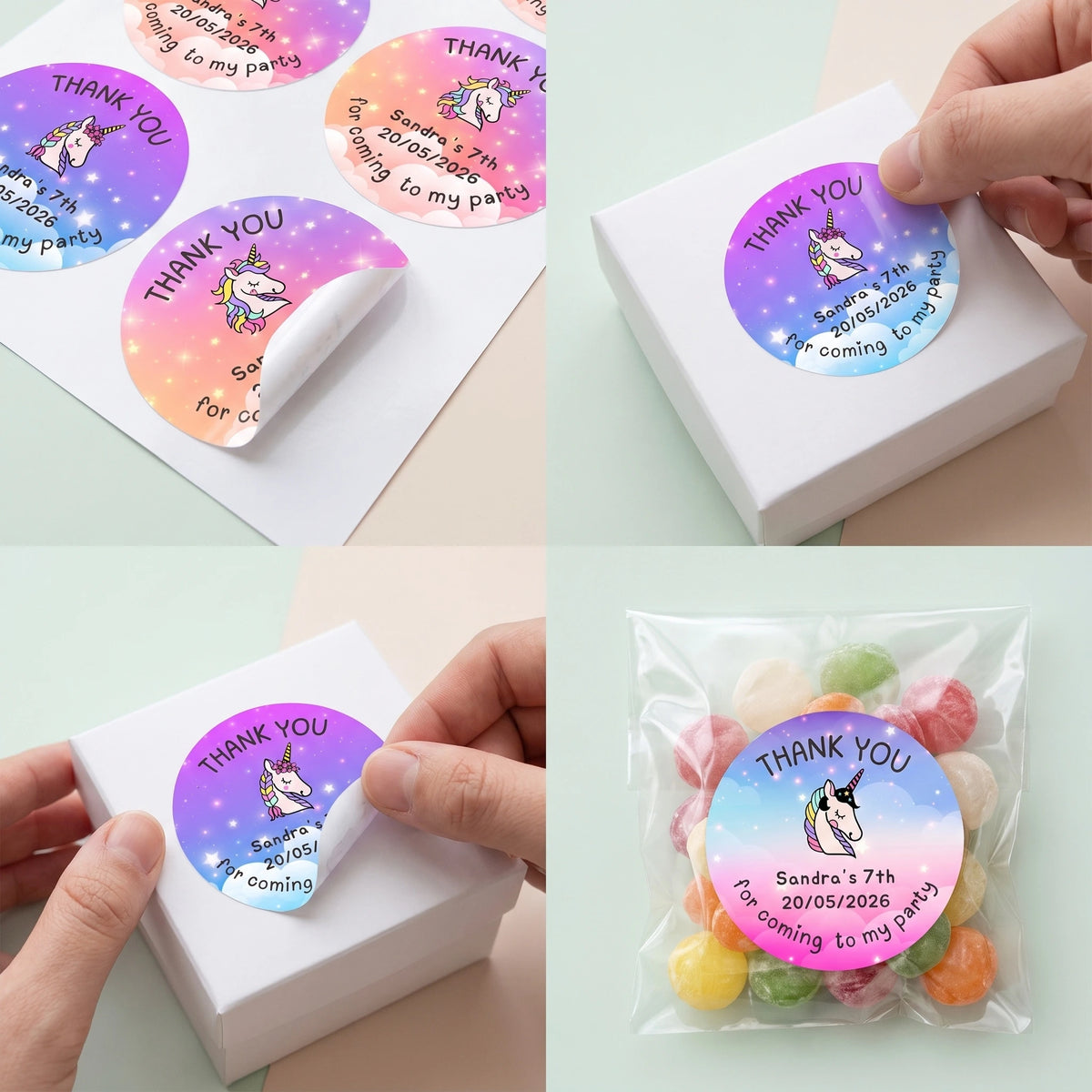 Birthday Party Favor Labels - Starlight Unicorn