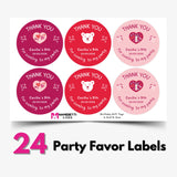 Birthday Party Favor Labels - Red Bear