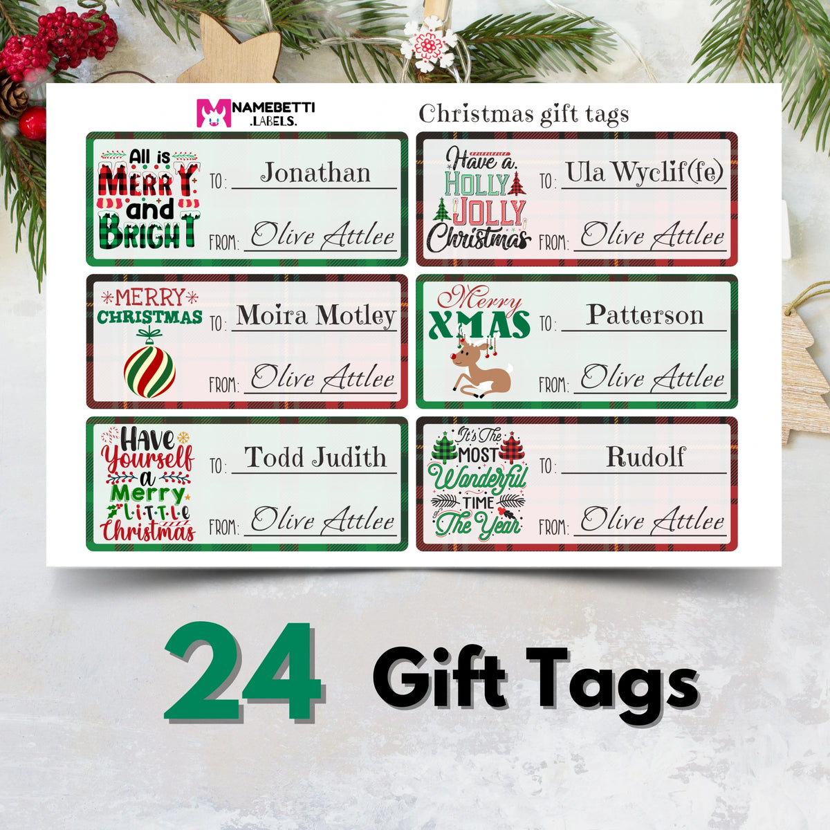 Personalized Christmas Gift Tags - Festive Wishes