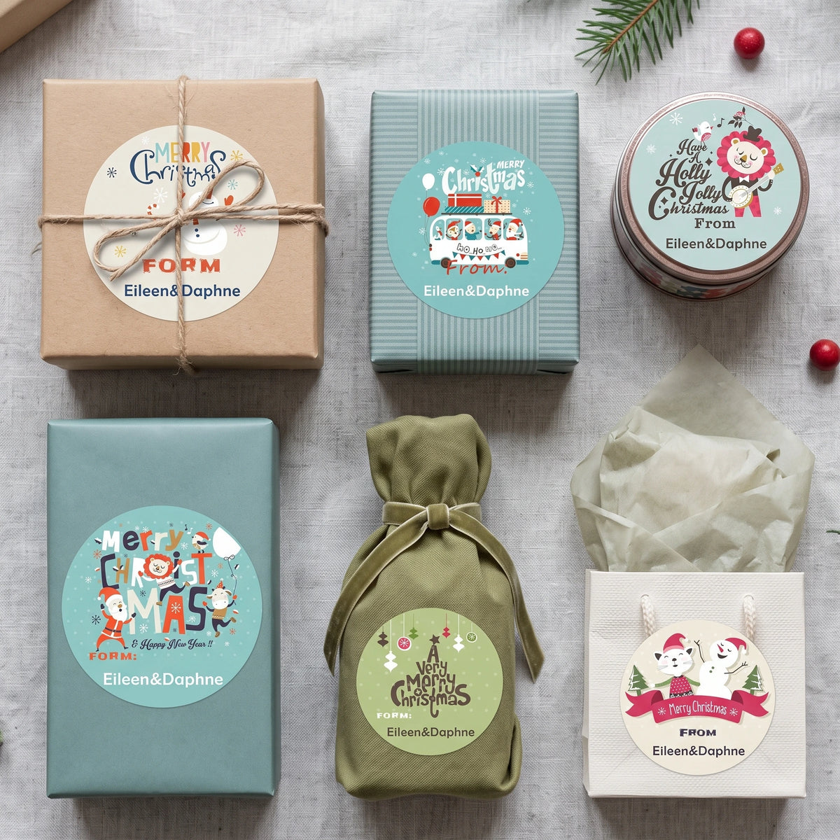 Personalized Christmas Gift Labels - Cheerful