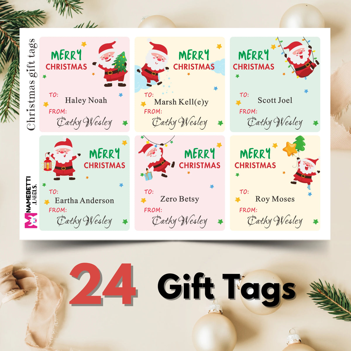 Personalized Christmas Gift Tags - Santa Claus