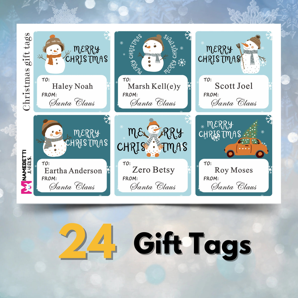 Personalized Christmas Gift Tags - Snowman