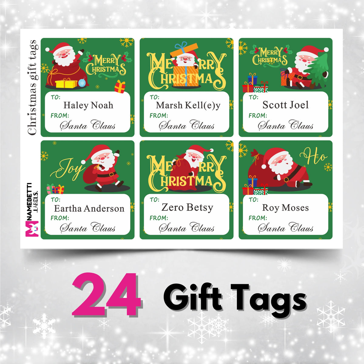 Personalized Christmas Gift Tags - Santa