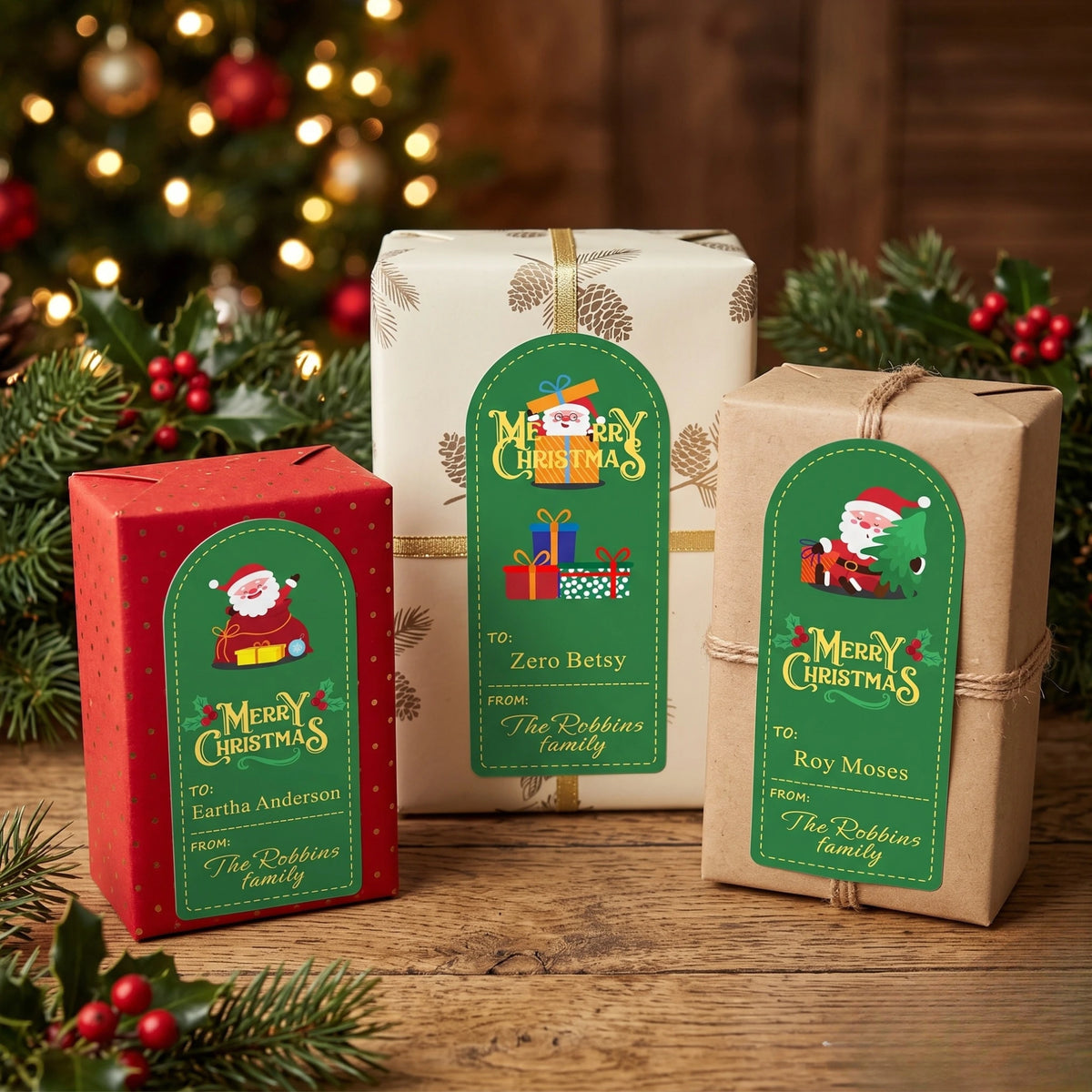 Personalized Christmas Gift Tags - Classic Holiday