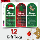 Personalized Christmas Gift Tags - Festive Red & Green