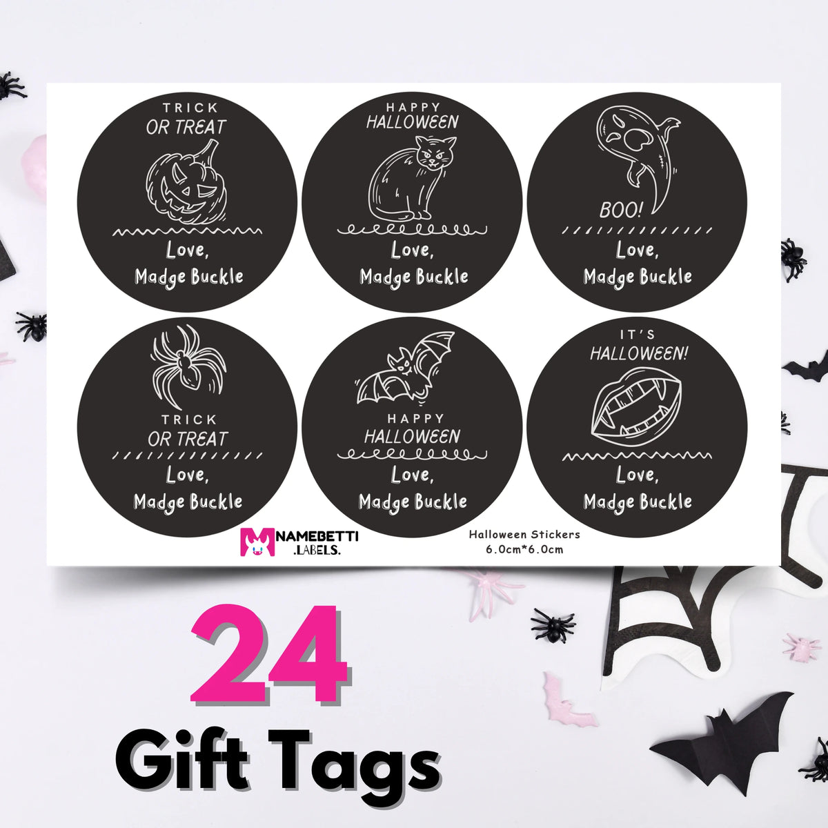 Personalized Halloween Gift Labels - Black Cat