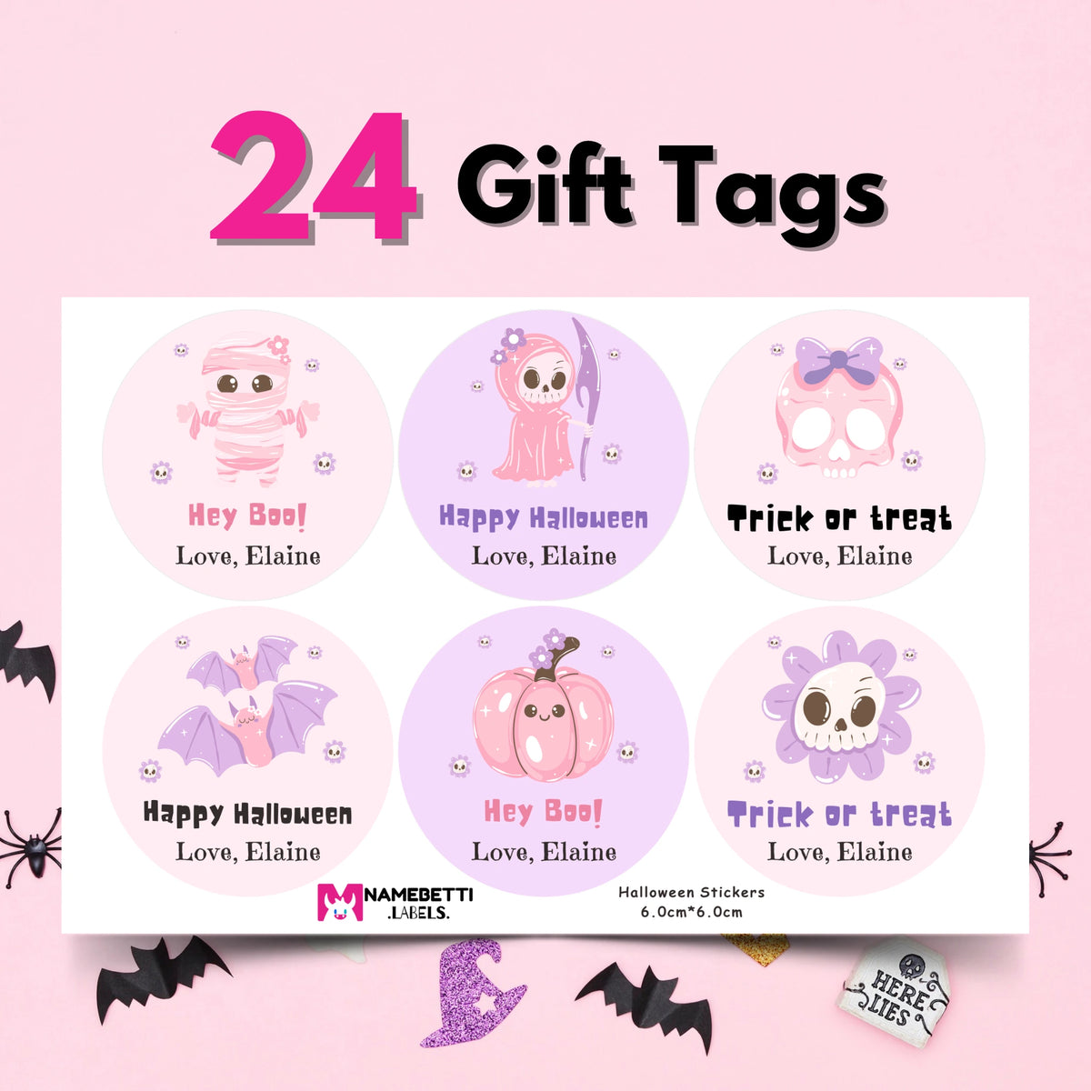 Personalized Halloween Gift Labels - Pink Halloween