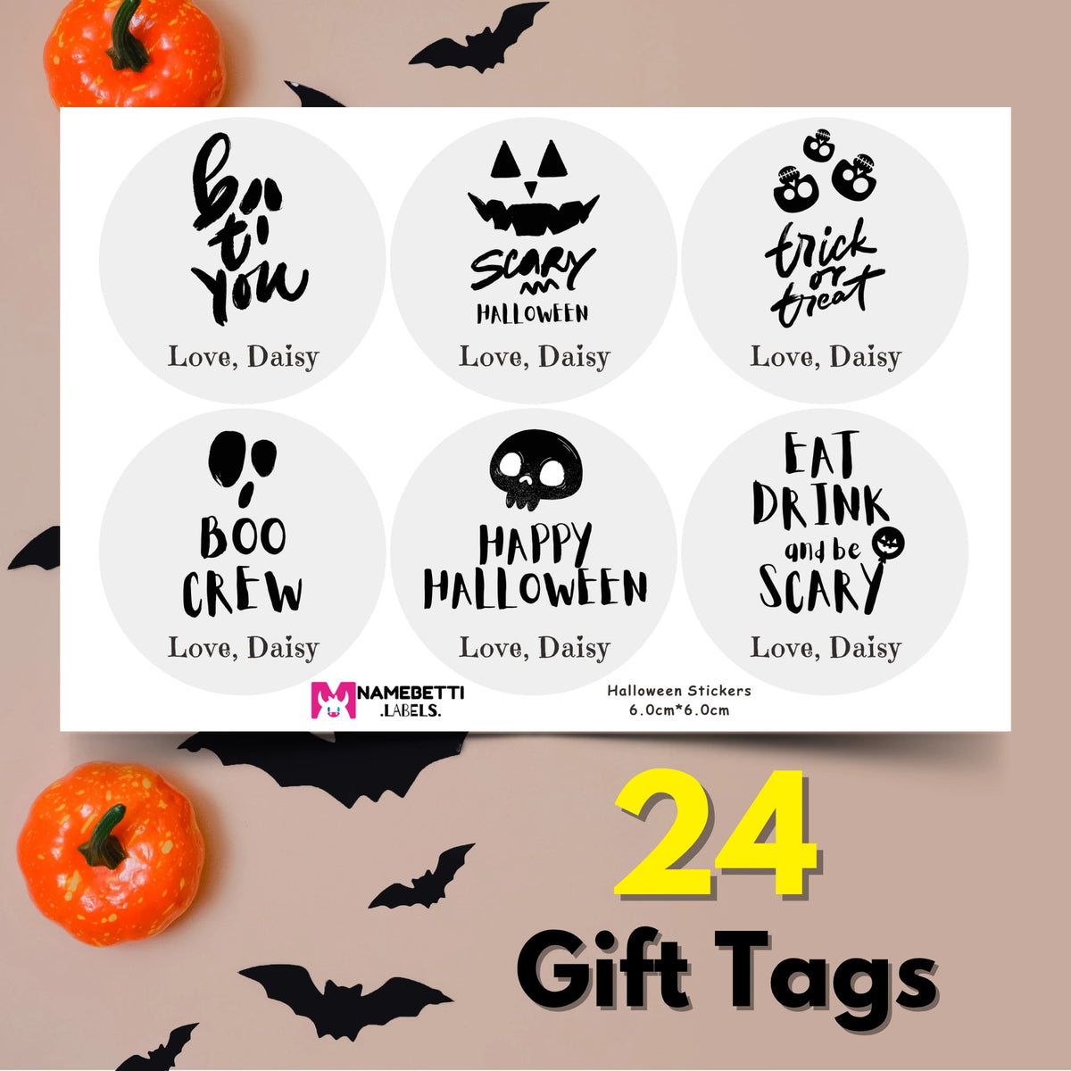 Personalized Halloween Gift Labels - Skeleton